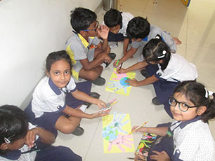Young people colouring