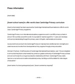 Cambridge Primary press release for schools